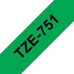 [BR-TZE751] Brother TZe751 Cinta Laminada Generica de Etiquetas - Texto negro sobre fondo verde - Ancho 24mm x 8 metros