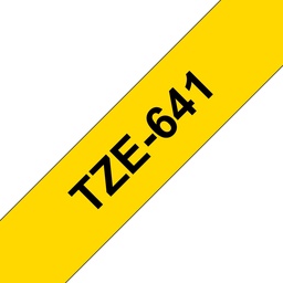 [BR-TZE641] Brother TZe641 Cinta Laminada Generica de Etiquetas - Texto negro sobre fondo amarillo - Ancho 18mm x 8 metros