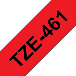 [BR-TZE461] Brother TZe461 Cinta Laminada Generica de Etiquetas - Texto negro sobre fondo rojo - Ancho 36mm x 8 metros