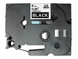 [BR-TZE325] Brother TZe325 Cinta Laminada Generica de Etiquetas - Texto blanco sobre fondo negro - Ancho 9mm x 8 metros