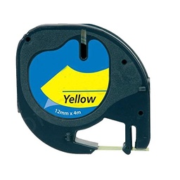 [DYR-91202] Dymo LetraTag S0721620 Cinta de Etiquetas Generica para Rotuladora - Texto negro sobre fondo amarillo - Ancho 12mm x 4 metros (91202)