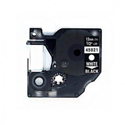 [DYR-45021] Dymo D1 45021 Cinta de Etiquetas Generica para Rotuladora - Texto blanco sobre fondo negro - Ancho 12mm x 7 metros - Reemplaza S0720610