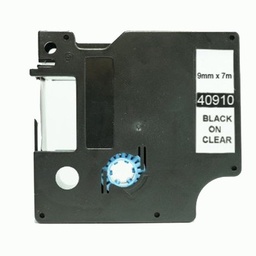 [DYR-40910] Dymo D1 40910 Cinta de Etiquetas Generica para Rotuladora - Texto negro sobre fondo transparente - Ancho 9mm x 7 metros - Reemplaza S0720670