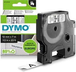 [S0720530] Dymo D1 45013 Cinta de Etiquetas Original para Rotuladora - Texto negro sobre fondo blanco - Ancho 12mm x 7 metros - S0720530