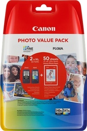 [5222B014] Canon PG540L Negro + CL541XL Color Pack de 2 Cartuchos de Tinta Originales - 50 Hojas de Papel Fotografico - 5222B014