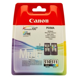 [2970B010] Canon PG510 Negro + CL511 Color Pack de 2 Cartuchos de Tinta Originales - 2970B010